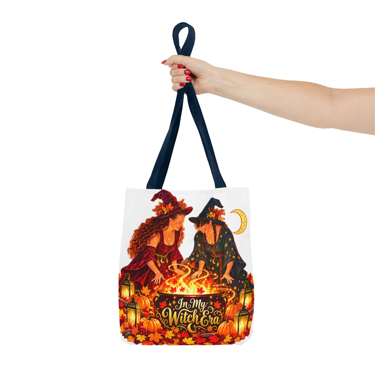 Witchy Halloween Tote Bag – "In My Witch Era" Pumpkin Cauldron AOP Tote