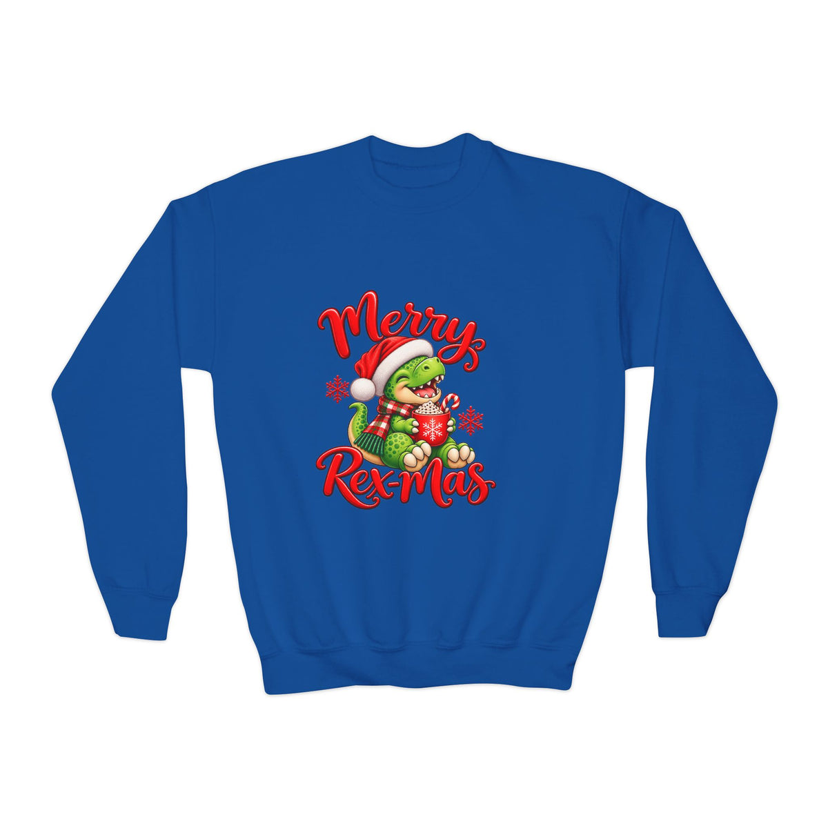 Merry Rex-Mas Kids Christmas Sweatshirt | Cute Dinosaur Holiday Crewneck