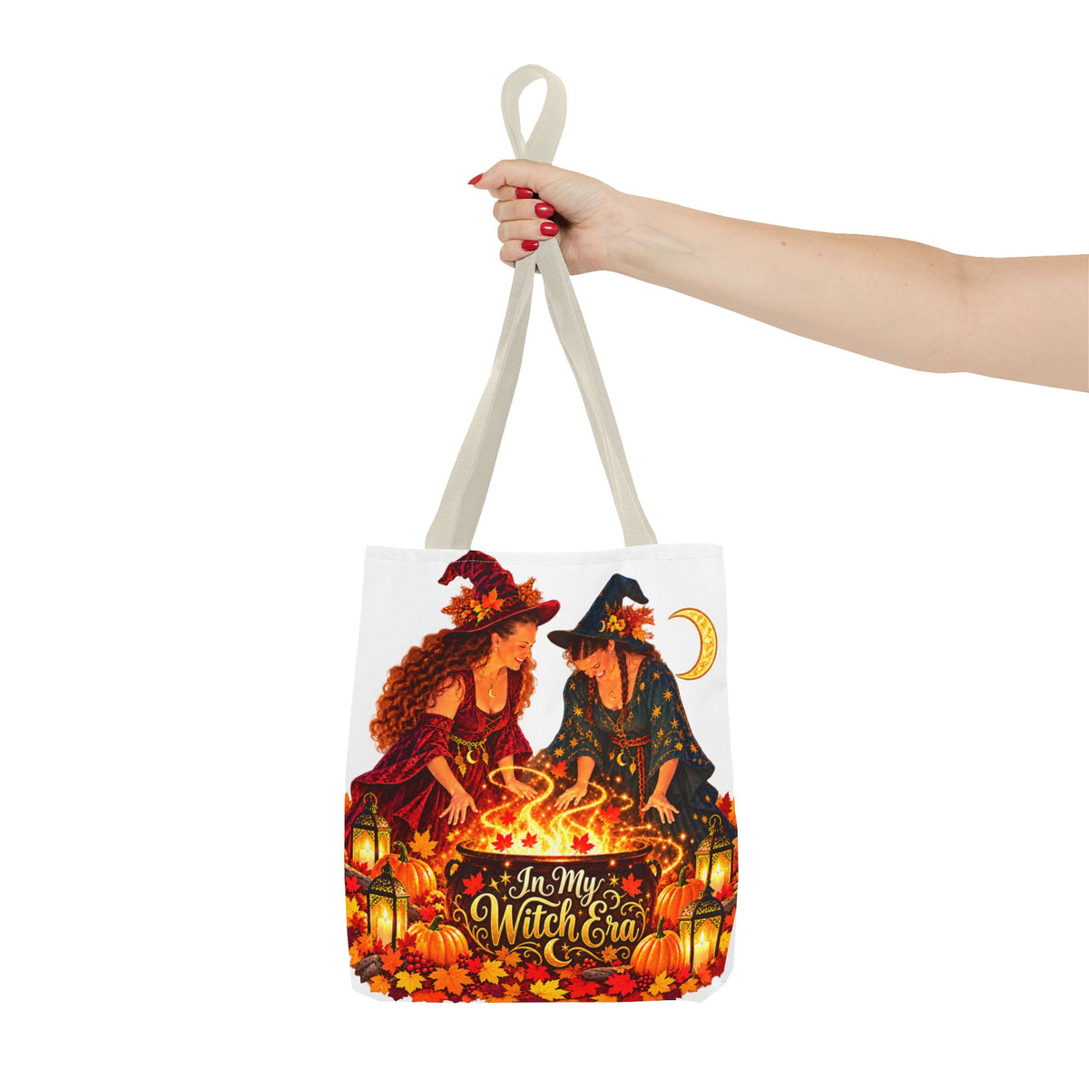 Witchy Halloween Tote Bag – "In My Witch Era" Pumpkin Cauldron AOP Tote