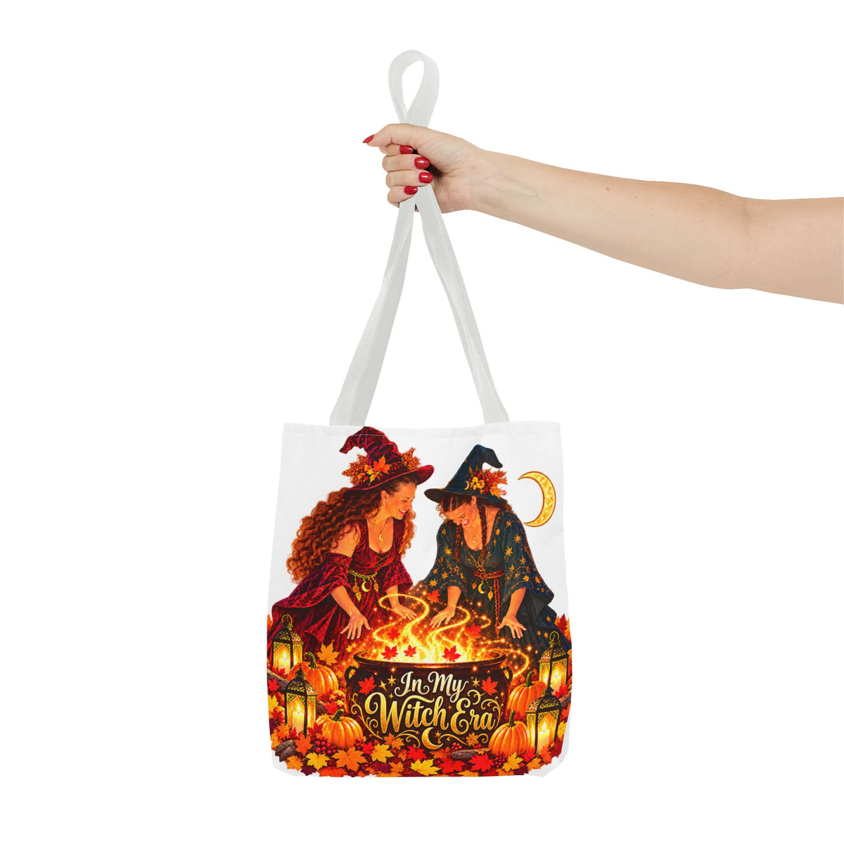Witchy Halloween Tote Bag – "In My Witch Era" Pumpkin Cauldron AOP Tote