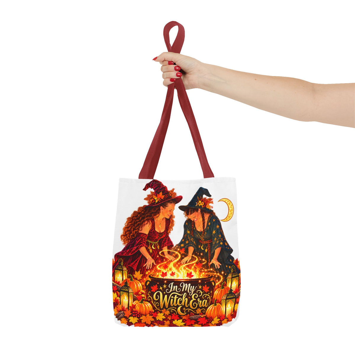 Witchy Halloween Tote Bag – "In My Witch Era" Pumpkin Cauldron AOP Tote