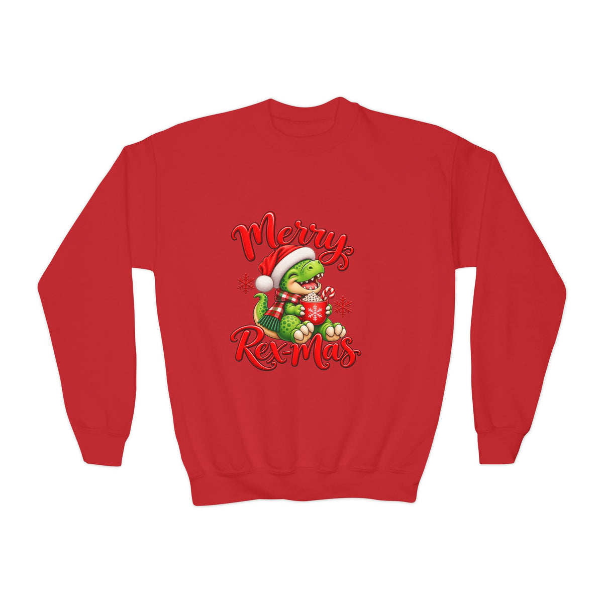 Merry Rex-Mas Kids Christmas Sweatshirt | Cute Dinosaur Holiday Crewneck