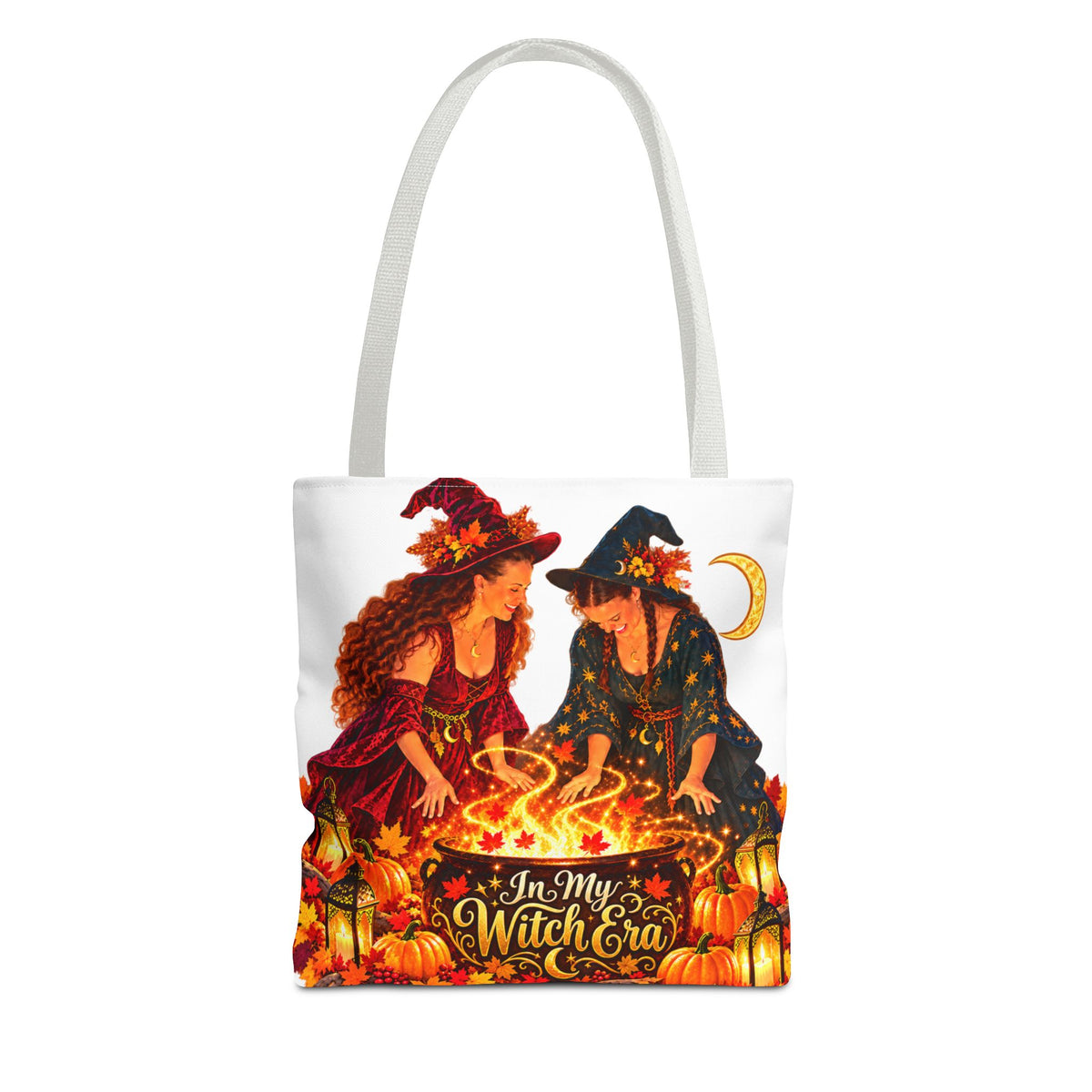 Witchy Halloween Tote Bag – "In My Witch Era" Pumpkin Cauldron AOP Tote