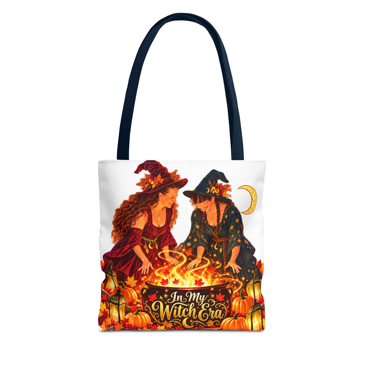 Witchy Halloween Tote Bag – "In My Witch Era" Pumpkin Cauldron AOP Tote