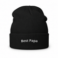 Black Best Papa embroidered knit beanie