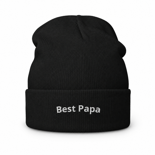 Black Best Papa embroidered knit beanie