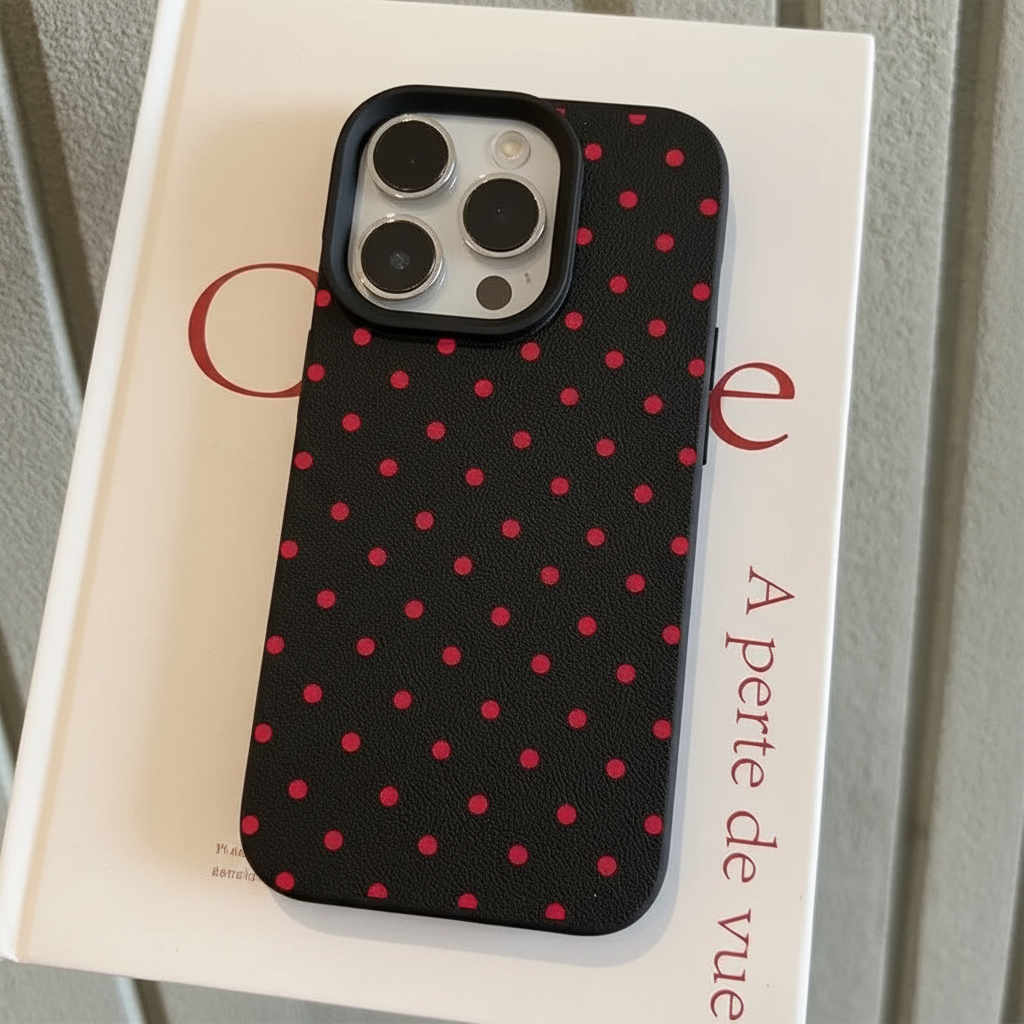 Black polka dot phone case