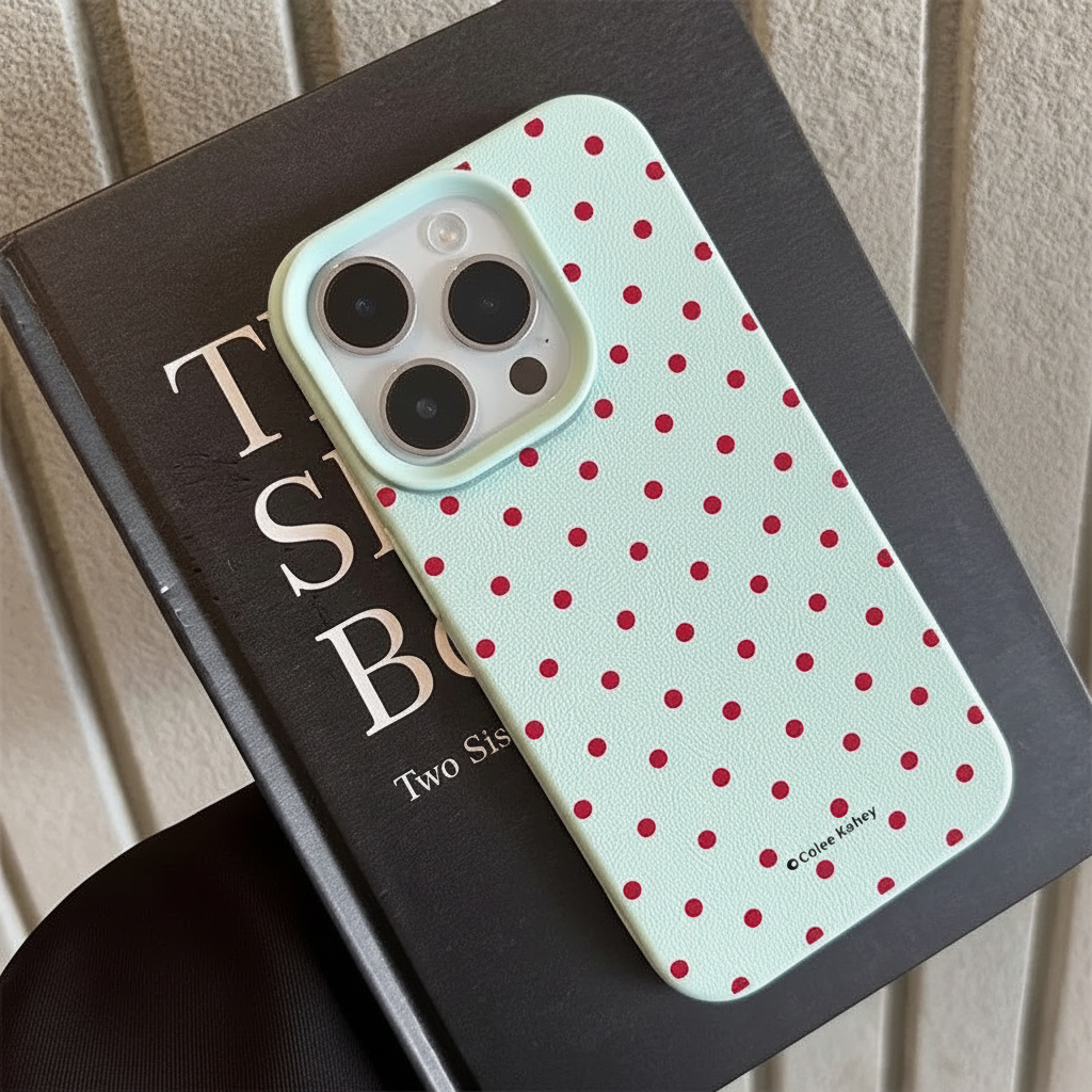 Mint polka dot phone case