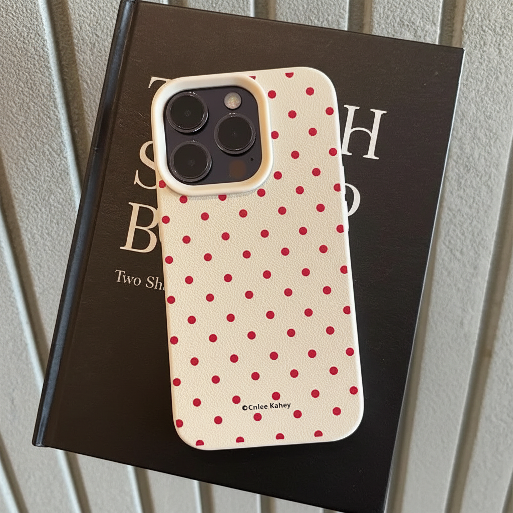 Cream polka dot phone case